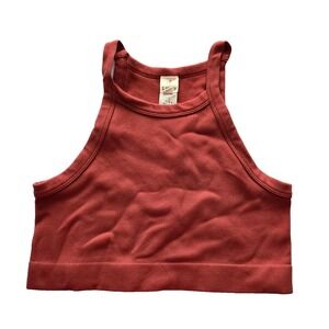 Ribbed‎ Comfort Y2K Bra Top Wireless Pullover Stretch Sleep Active IJoah Red S/M
